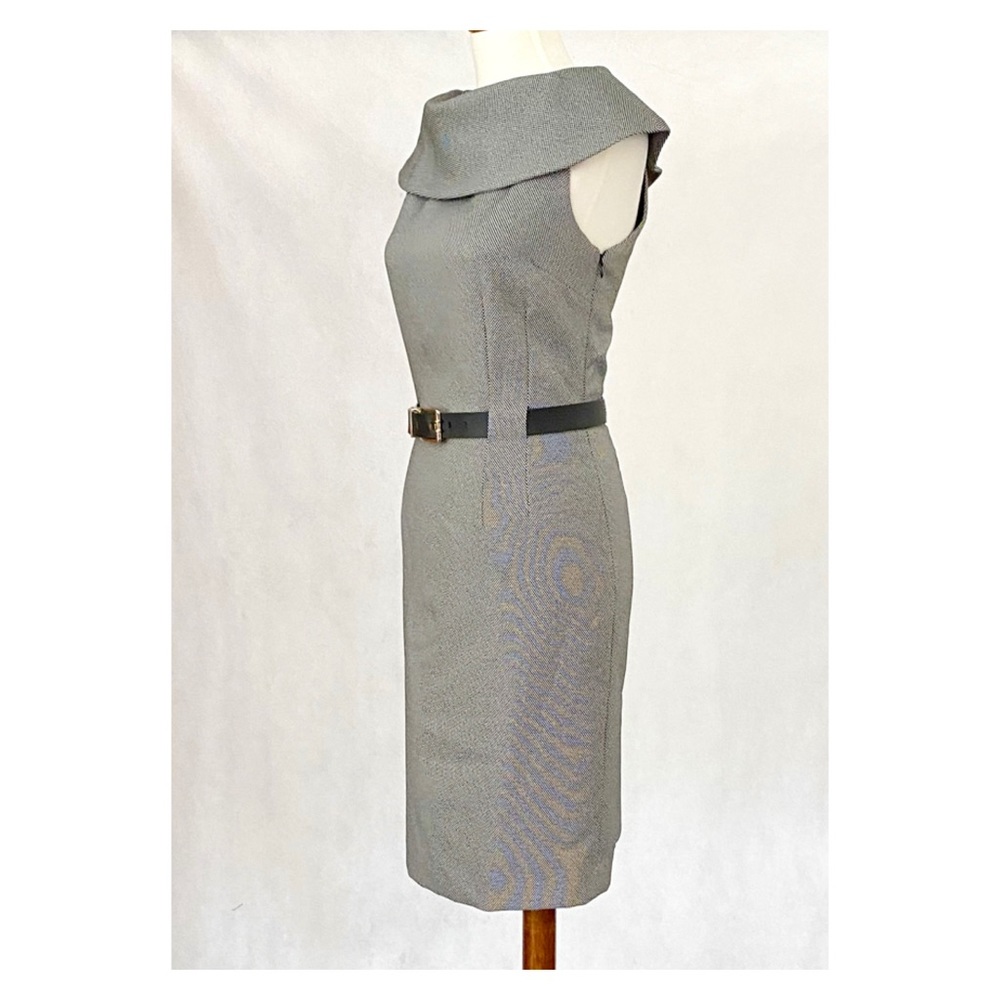 Tahari Sleeveless Wide Neck Pattern Sheath Dress - Picture 5 of 10